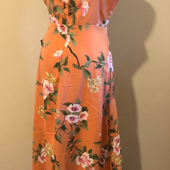 Peach Cold Shoulder Floral Maxi Dress  (2) - Picture 7 of 8